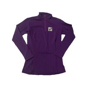 Asics Womens M Purple Pullover 1/4 Zip Long Sleeve Running Active Embroidered